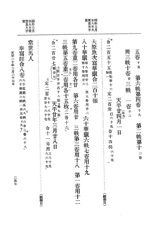 『大日本古文書』 編年文書 10 （追加四）天平２０年～天平感宝元年 p.257