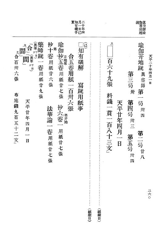 『大日本古文書』 編年文書 10 （追加四）天平２０年～天平感宝元年 p.260