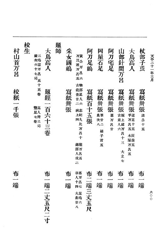 『大日本古文書』 編年文書 10 （追加四）天平２０年～天平感宝元年 p.600