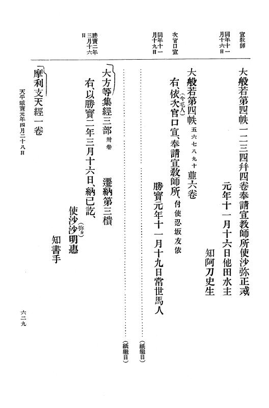 『大日本古文書』 編年文書 10 （追加四）天平２０年～天平感宝元年 p.629