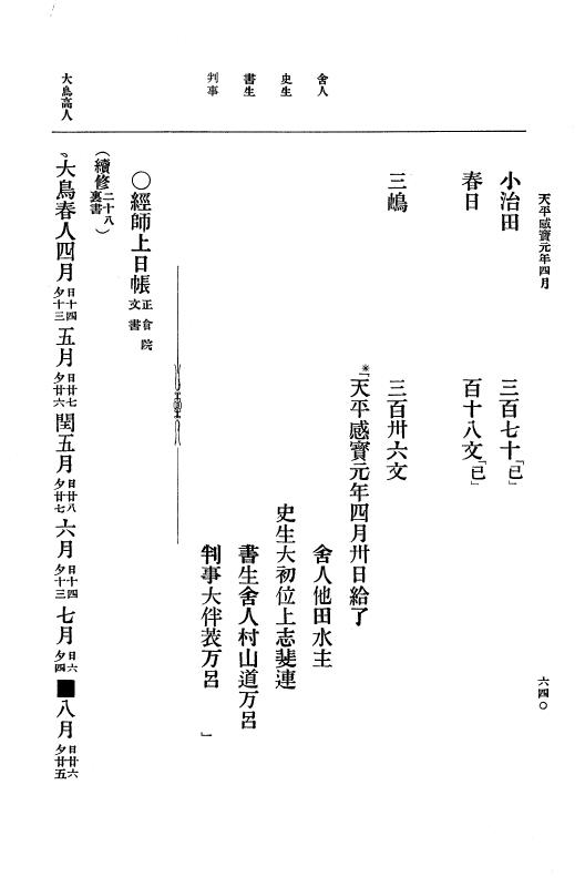 『大日本古文書』 編年文書 10 （追加四）天平２０年～天平感宝元年 p.640