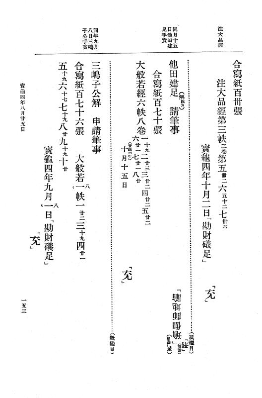 『大日本古文書』 編年文書 22 （追加十六）宝亀４年５月～同５年８月 p.153