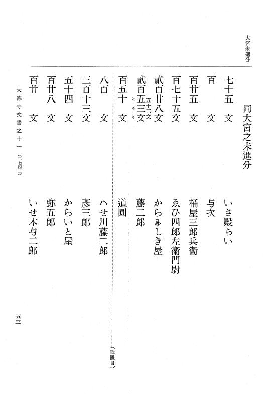 『大日本古文書』 大徳寺文書 11 大徳寺文書之十一 p.53