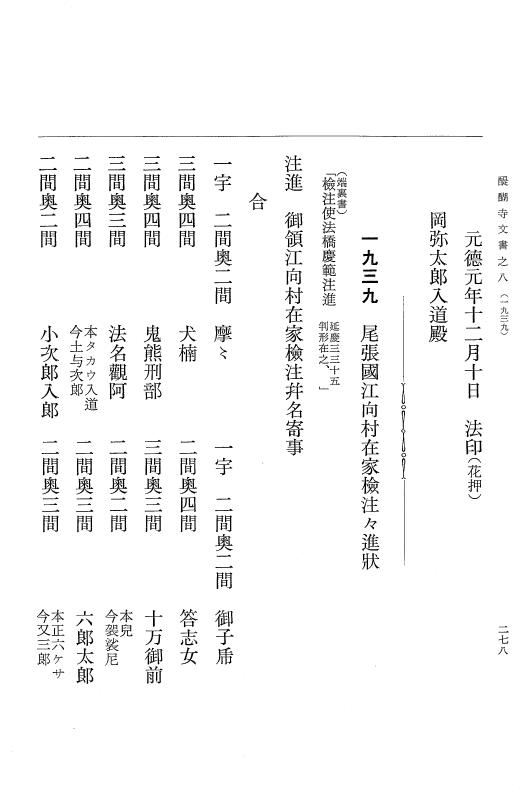 『大日本古文書』 醍醐寺文書 8 醍醐寺文書之八 p.278