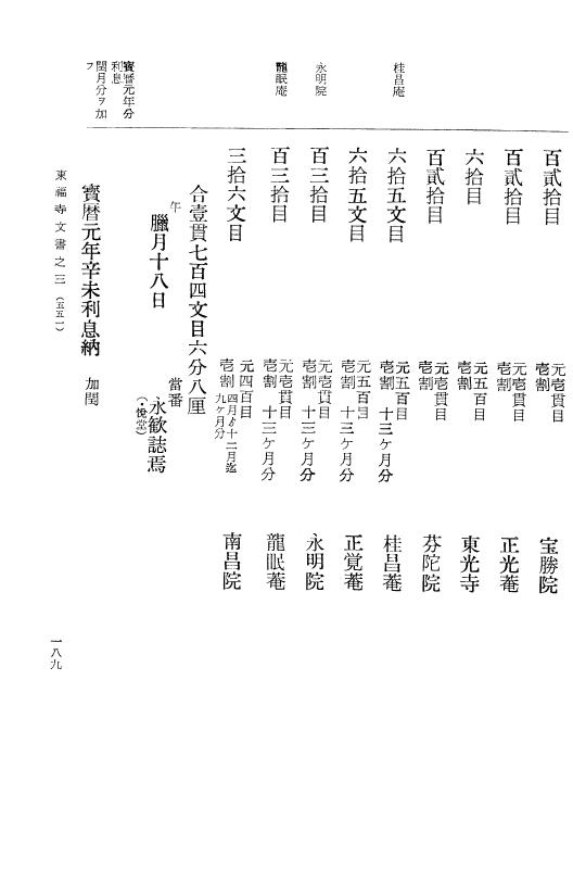 『大日本古文書』 東福寺文書 3 東福寺文書之三 p.189