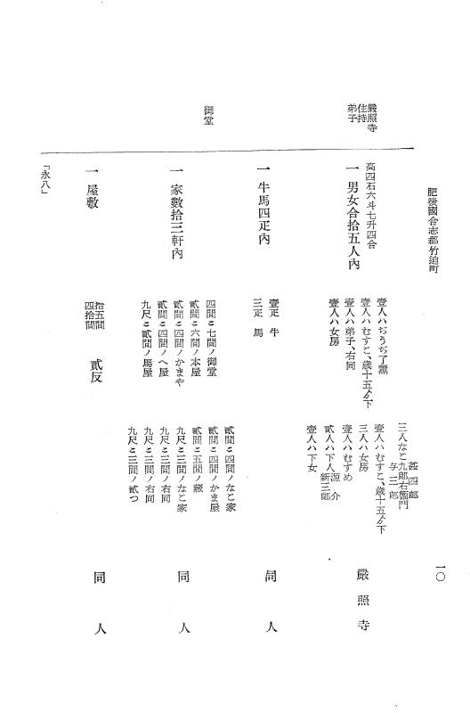 『大日本近世史料』 肥後藩人畜改帳 1 p.10
