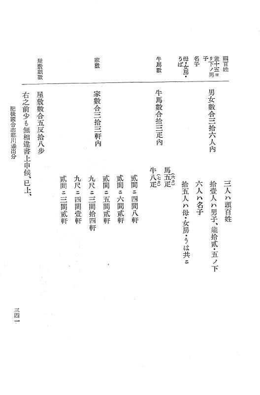 『大日本近世史料』 肥後藩人畜改帳 2 p.341