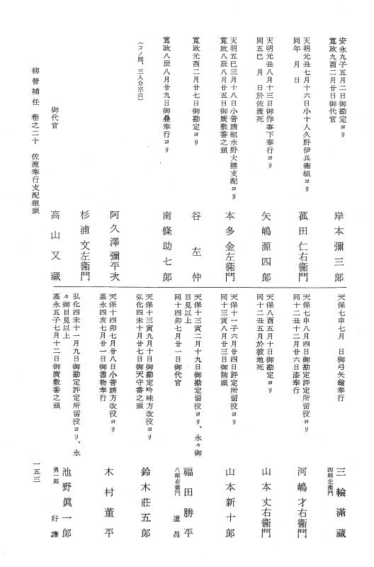 『大日本近世史料』 柳営補任 5 京都所司代～精鋭隊頭 p.153