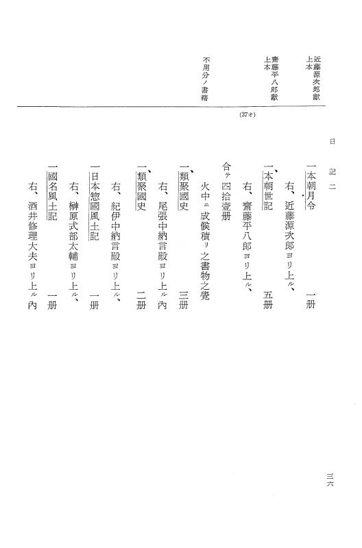 『大日本近世史料』 幕府書物方日記 4 享保７年～同８年 p.36