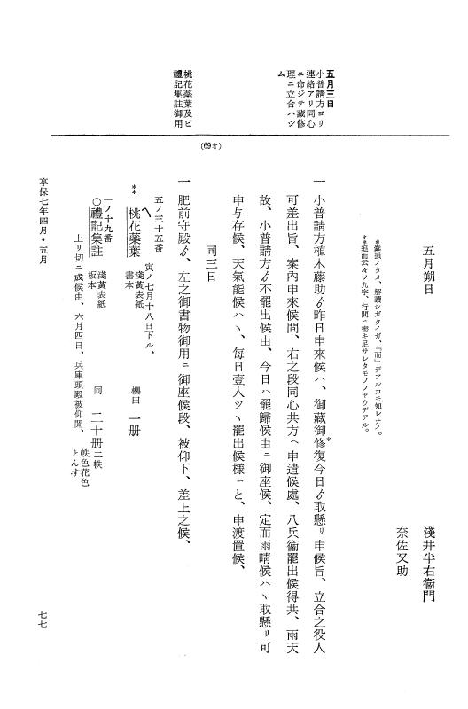 『大日本近世史料』 幕府書物方日記 4 享保７年～同８年 p.77