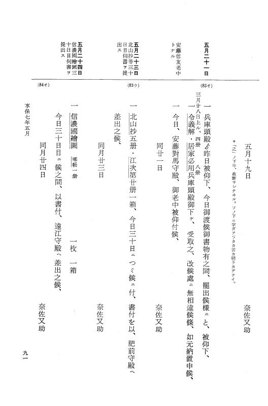 『大日本近世史料』 幕府書物方日記 4 享保７年～同８年 p.91