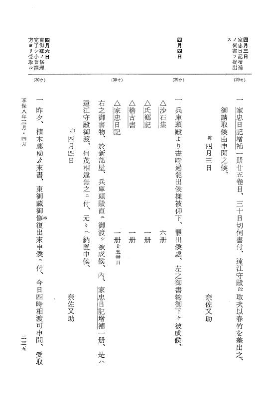 『大日本近世史料』 幕府書物方日記 4 享保７年～同８年 p.235