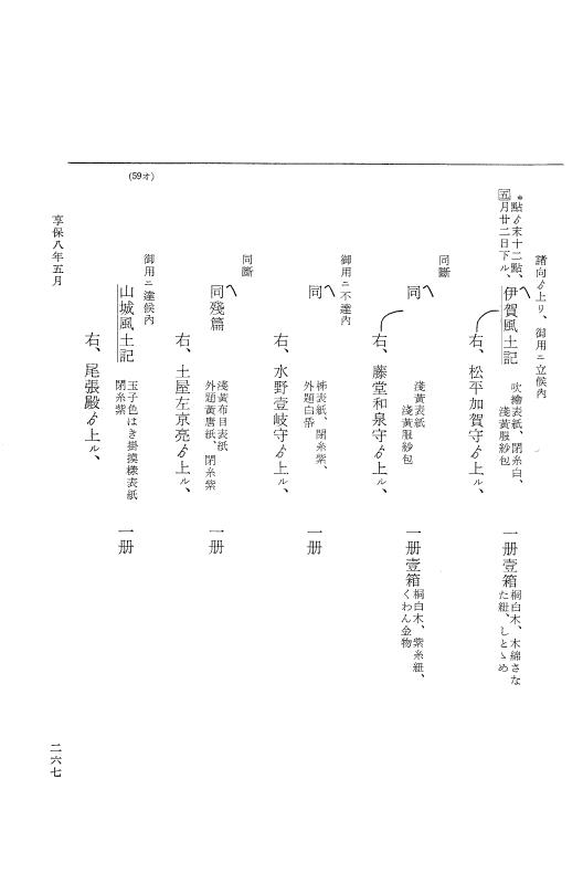 『大日本近世史料』 幕府書物方日記 4 享保７年～同８年 p.267