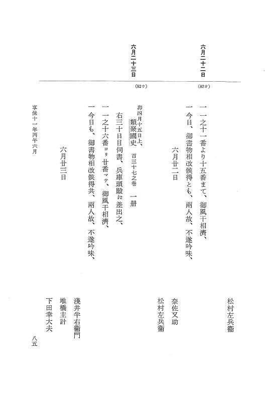 『大日本近世史料』 幕府書物方日記 6 享保１１年～同１２年 p.85