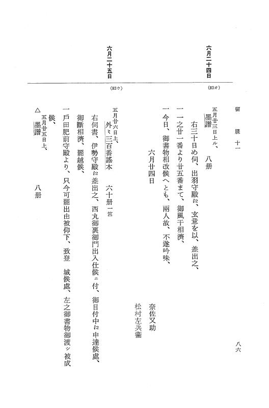 『大日本近世史料』 幕府書物方日記 6 享保１１年～同１２年 p.86