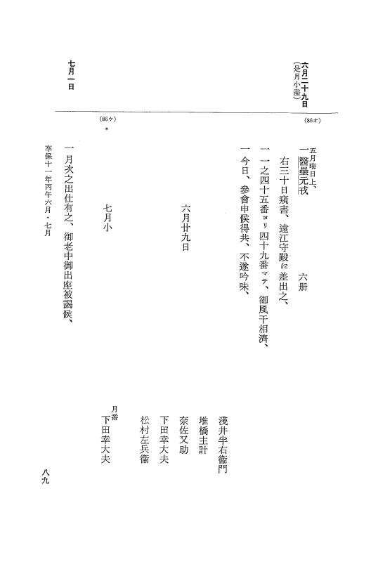 『大日本近世史料』 幕府書物方日記 6 享保１１年～同１２年 p.89