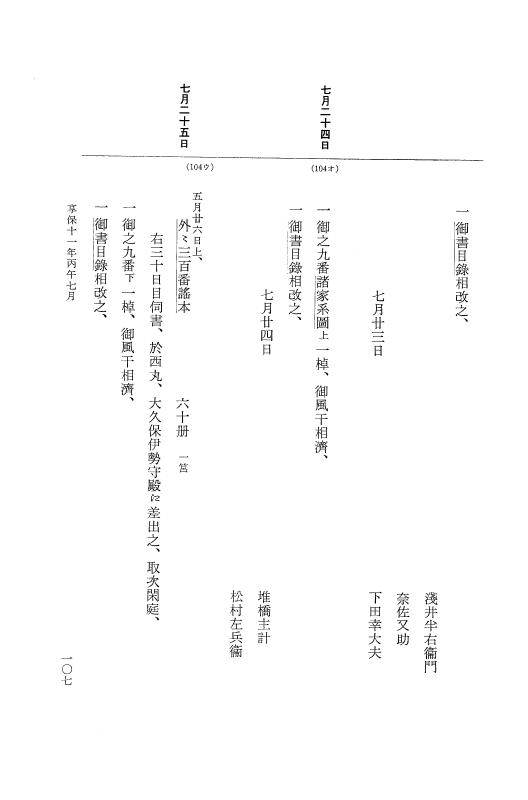 『大日本近世史料』 幕府書物方日記 6 享保１１年～同１２年 p.107