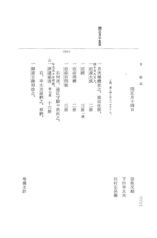 『大日本近世史料』 幕府書物方日記 6 享保１１年～同１２年 p.221