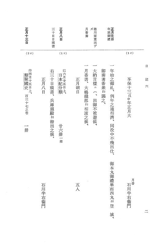 『大日本近世史料』 幕府書物方日記 7 享保１３年・附御書物方年譜覚書 p.2