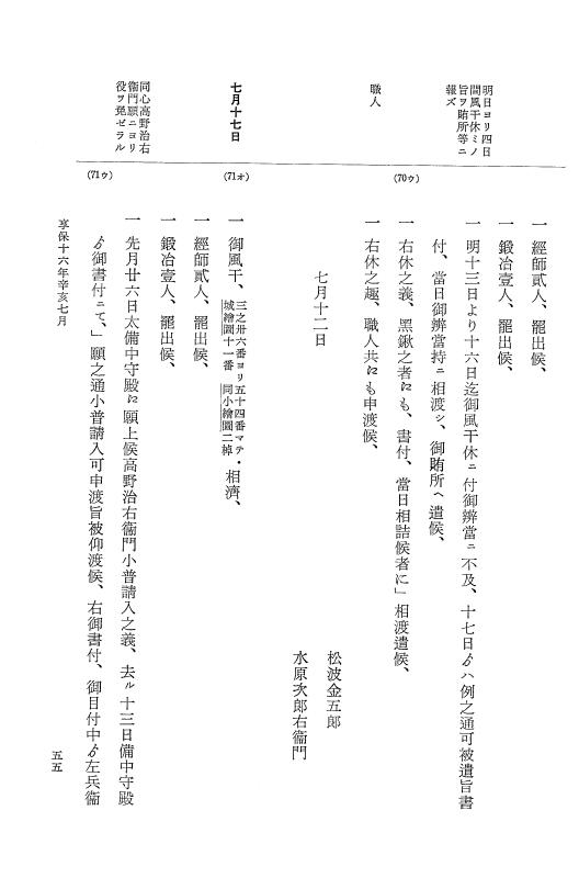 『大日本近世史料』 幕府書物方日記 9 享保１６年 p.55