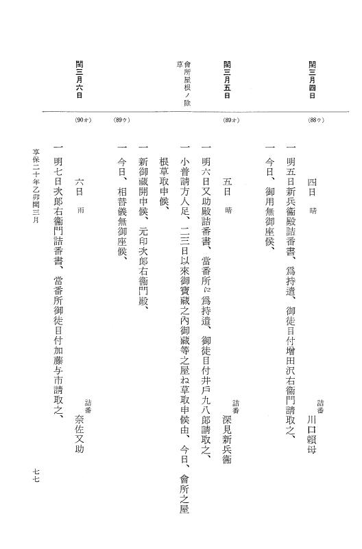 『大日本近世史料』 幕府書物方日記 11 享保２０年 p.77