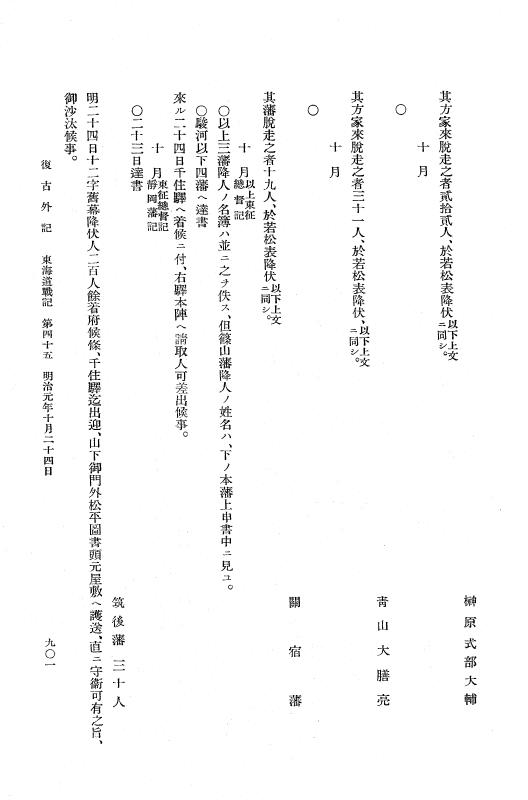 『復古記』 復古記 10 外記稿本 東海道戦記，房総戦記 p.901