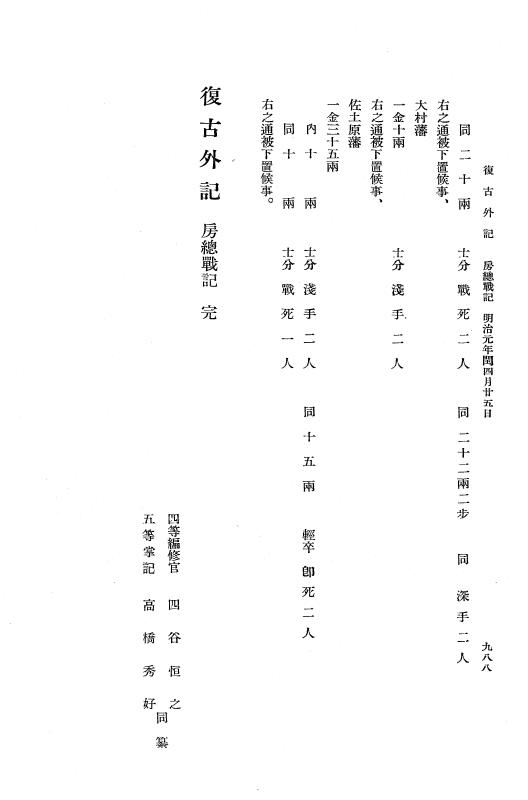 『復古記』 復古記 10 外記稿本 東海道戦記，房総戦記 p.987